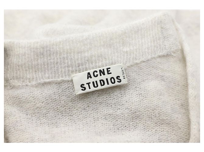 Acne Studios Raya Cardigan aus cremefarbener Wolle Weiß Roh - Ansicht 7