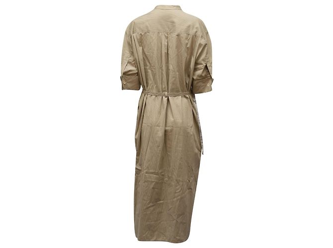 Abito chemisier midi gessato Joseph Barker in cotone beige Marrone - vista 2