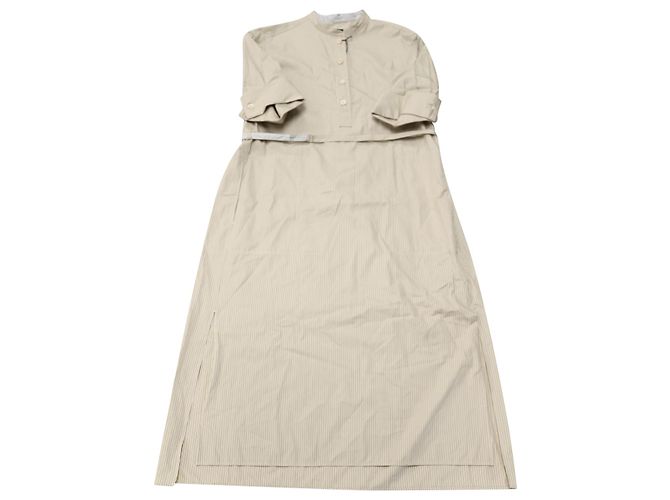 Abito chemisier midi gessato Joseph Barker in cotone beige Marrone - vista 4