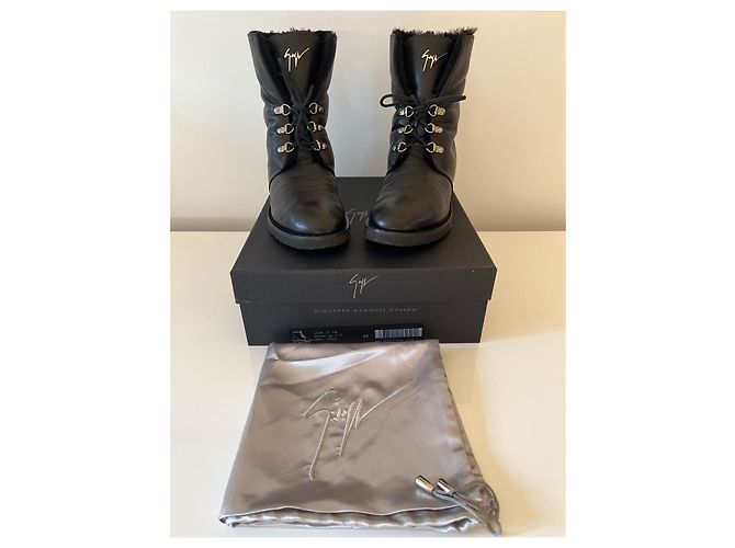 Stivaletti combat stringati Giuseppe Zanotti in pelle nera Nero - vista 8