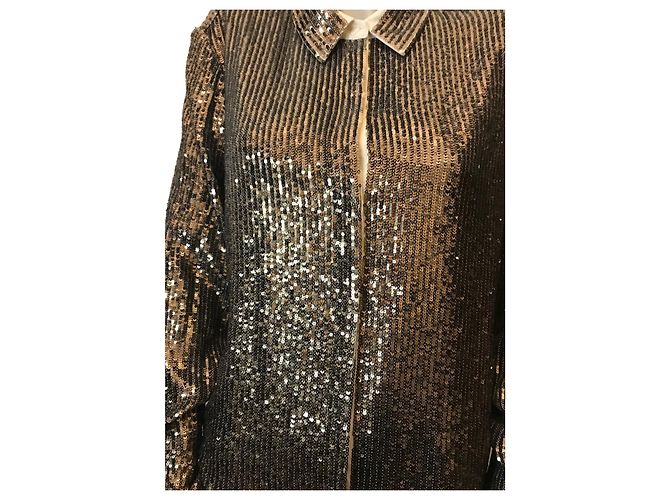 Autre Marque Sequin blouse eggshell and gold Golden - view 2