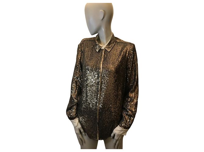 Autre Marque Sequin blouse eggshell and gold Golden - view 3