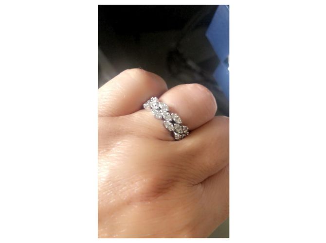 Anello Mauboussin Je le Veux 3 righe diamanti oro bianco Silver hardware - vista 2