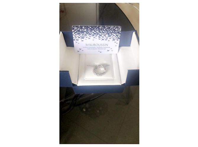 Anello Mauboussin Je le Veux 3 righe diamanti oro bianco Silver hardware - vista 3