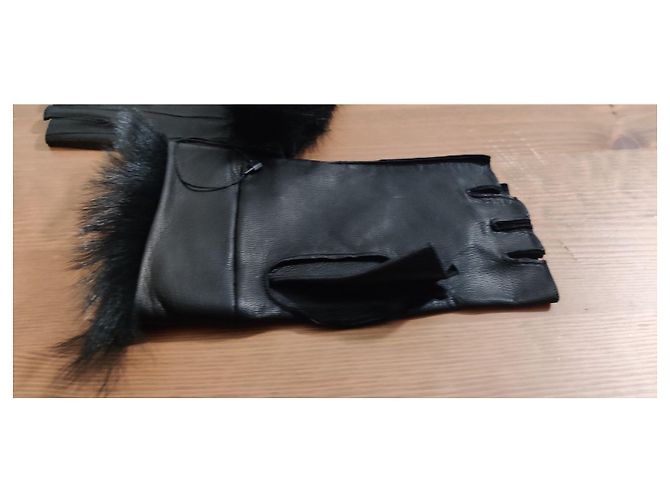 Lederhandschuhe von Saint Laurent Schwarz - Ansicht 2