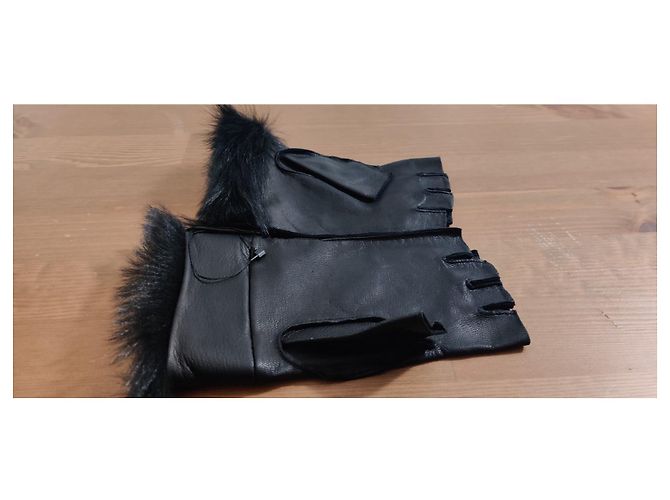 Lederhandschuhe von Saint Laurent Schwarz - Ansicht 3