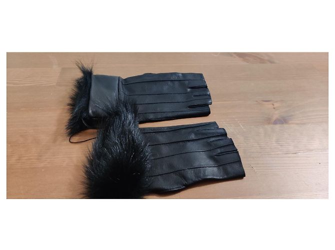 Lederhandschuhe von Saint Laurent Schwarz - Ansicht 4