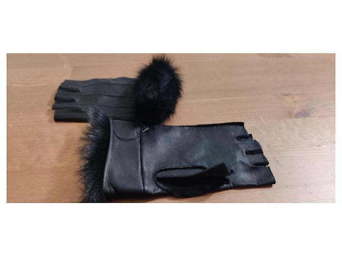 Lederhandschuhe von Saint Laurent Schwarz - Ansicht 5