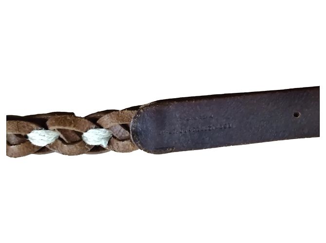 Saint Laurent Ledergürtel geflochten braun weiß - Ansicht 4