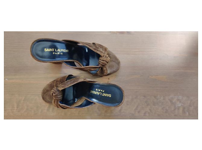 Salones marrones con acabado cachemir de Saint Laurent Castaño Negro - vista 2