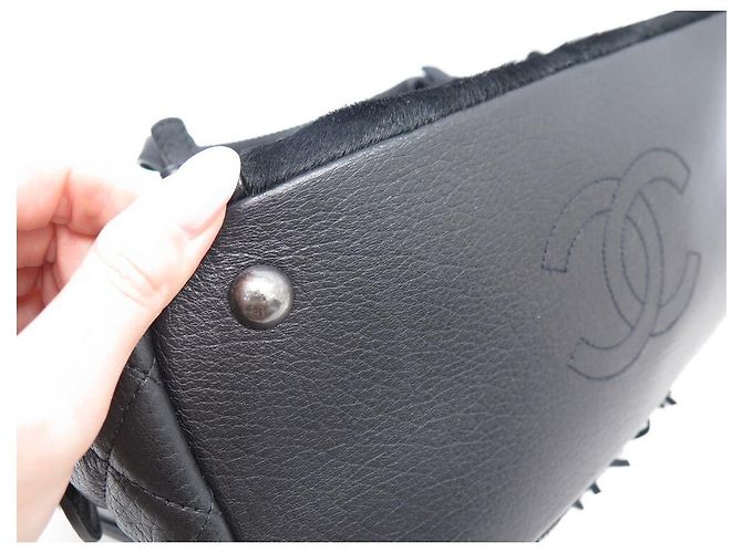 BORSA A MANO CHANEL PARIS DALLAS IN PELLE CON FRANGE E NERA Nero - vista 9