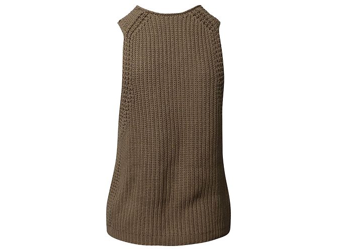 Vince Waffle Stitch Knit Top in Beige Cotton Brown - view 3