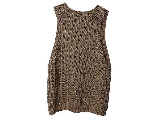 Vince Waffle Stitch Knit Top in Beige Cotton Brown - view 5