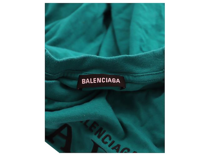 Everyday T-shirt Balenciaga Paris Flag Logo in cotone verde smeraldo - vista 6