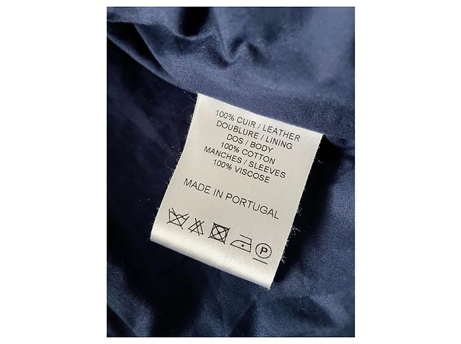 Giacca biker Each X Other in pelle nera e blu notte Nero Blu scuro - vista 8