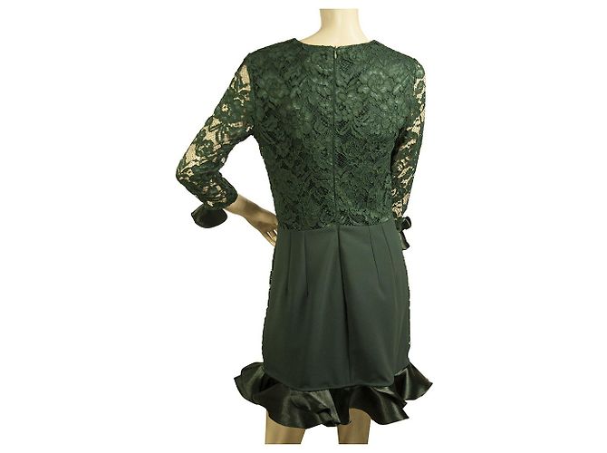 Elisabetta Franchi Grün Blumenspitze Mini-Länge Cocktail-Abendkleid Größe 44 - Ansicht 2