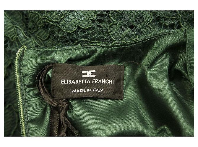 Elisabetta Franchi Grün Blumenspitze Mini-Länge Cocktail-Abendkleid Größe 44 - Ansicht 3