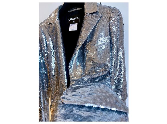 Chanel Miami Cruise Pailletten Blazer Silber - Ansicht 12