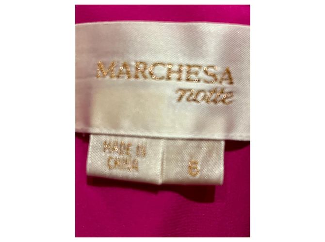 Marchesa Trägerloses Seidenkleid in Fuchsia Pink - Ansicht 6