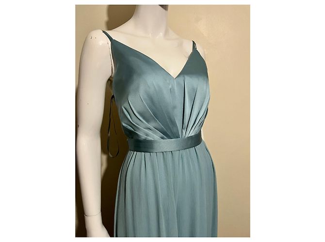 Vera Wang Abito da sera verde schiuma di mare in raso e chiffon Verde chiaro Turchese - vista 2