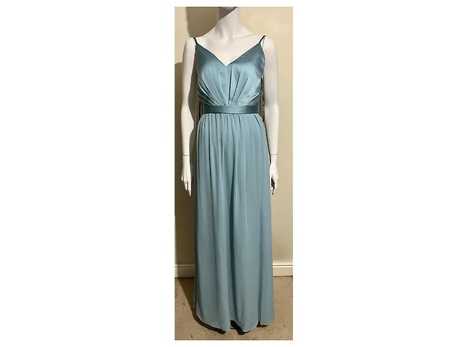 Vera Wang Abito da sera verde schiuma di mare in raso e chiffon Verde chiaro Turchese - vista 3