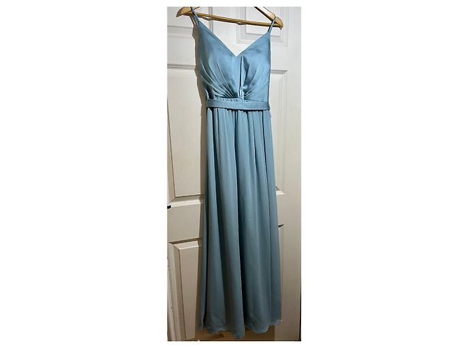 Vera Wang Abito da sera verde schiuma di mare in raso e chiffon Verde chiaro Turchese - vista 7
