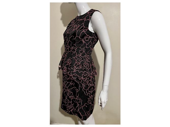 Diane Von Furstenberg DvF Leni Interlaced Seidenkleid neu mit Etikett Schwarz Pink - Ansicht 2