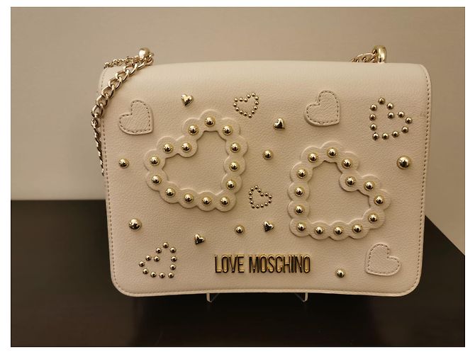 Borsa a mano Moschino in pelle beige - vista 2