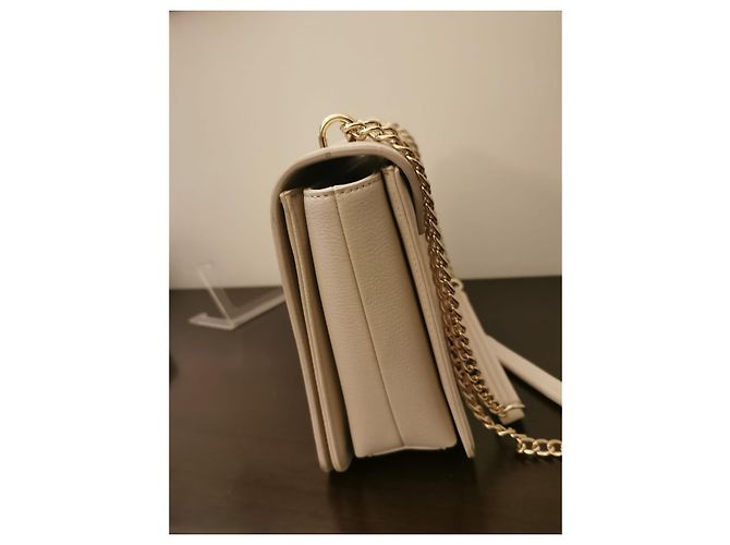 Borsa a mano Moschino in pelle beige - vista 4