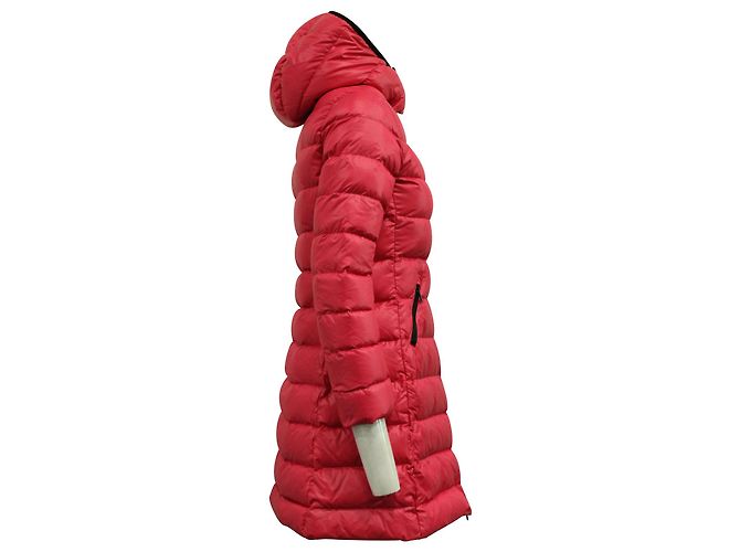 Moncler Long Puffer Jacket in Pink Nylon - vista 2