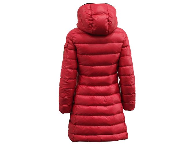Moncler Long Puffer Jacket in Pink Nylon - vista 3