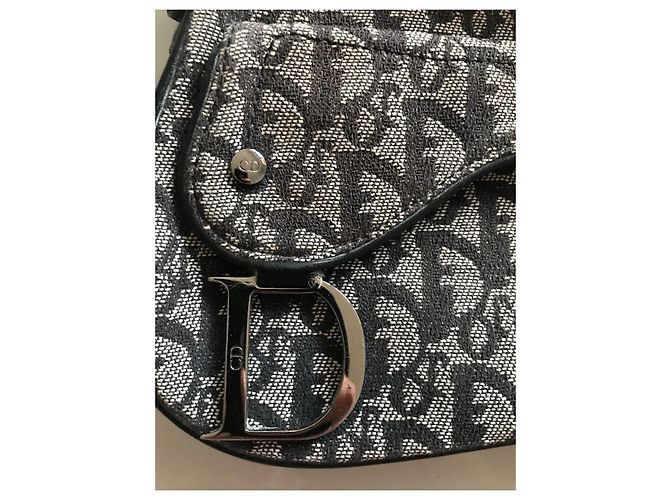 Borsa Dior Saddle Oblique Monogramma Nero Bianco Grigio - vista 3