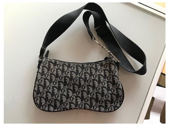 Borsa Dior Saddle Oblique Monogramma Nero Bianco Grigio - vista 5