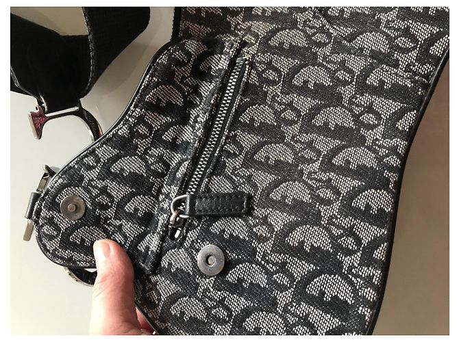 Borsa Dior Saddle Oblique Monogramma Nero Bianco Grigio - vista 6