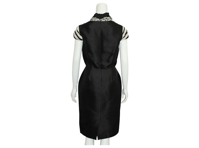 Shanghai Tang Schwarz-weißes Seidenkleid - Ansicht 3