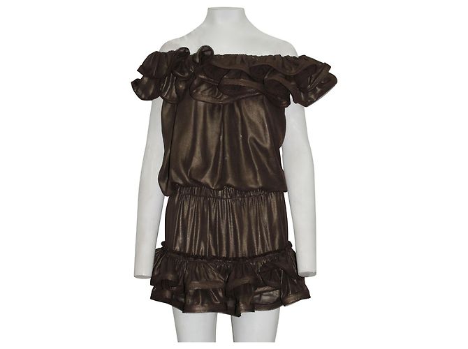 Lanvin For H&M Braunes schulterfreies Kleid - Ansicht 2