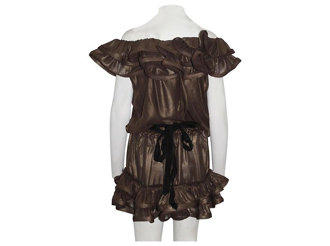 Lanvin For H&M Braunes schulterfreies Kleid - Ansicht 3