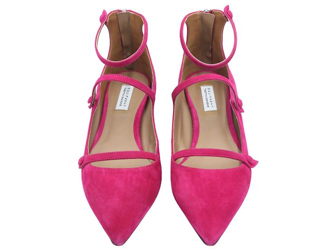 Tabitha Simmons Flache Riemchenpumps aus rosafarbenem Wildleder Pink - Ansicht 2