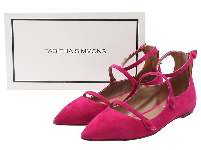 Tabitha Simmons Flache Riemchenpumps aus rosafarbenem Wildleder Pink - Ansicht 8