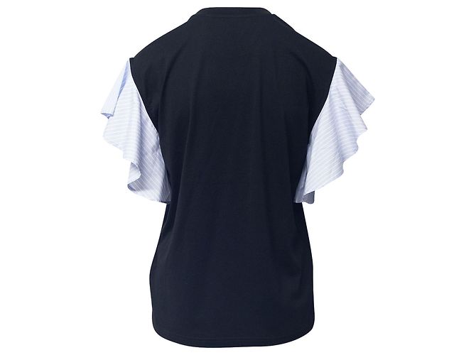 Camiseta extragrande con mangas con volantes y rayas en algodón negro de Burberry - vista 3
