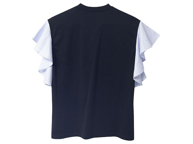 Camiseta extragrande con mangas con volantes y rayas en algodón negro de Burberry - vista 5