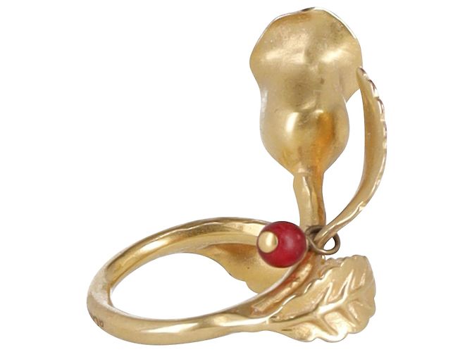 Geschnitzter Dior Rose Ring aus goldfarbenem Metall - Ansicht 2
