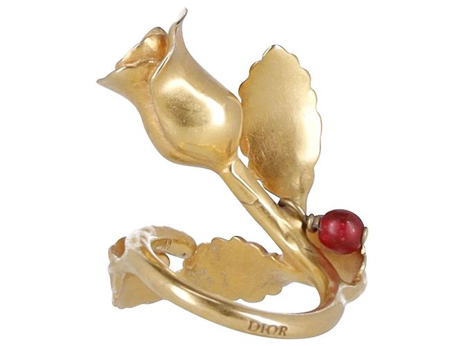 Geschnitzter Dior Rose Ring aus goldfarbenem Metall - Ansicht 3