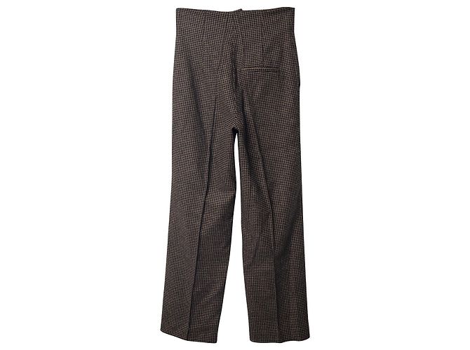 Gerade geschnittene Nanushka-Hose mit Hahnentrittmuster aus braunem Polyester - Ansicht 2