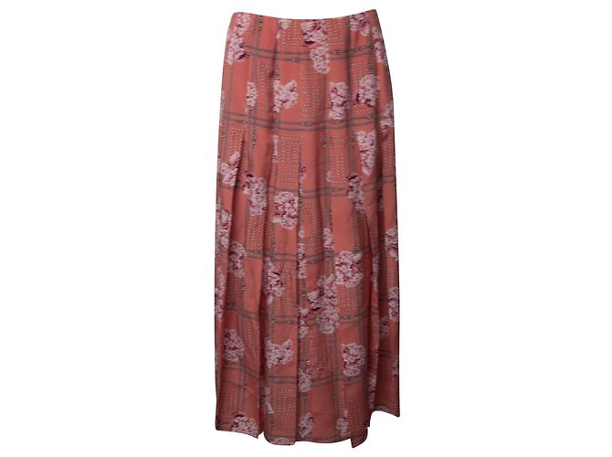 Falda plisada con estampado floral de Gucci en seda rosa - vista 3