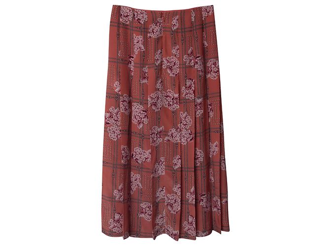 Falda plisada con estampado floral de Gucci en seda rosa - vista 4