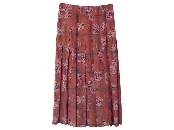 Falda plisada con estampado floral de Gucci en seda rosa - vista 5