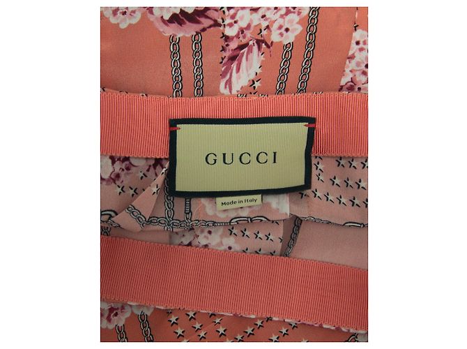 Falda plisada con estampado floral de Gucci en seda rosa - vista 6