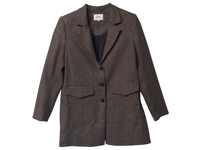 Blazer Oversized Nanushka com estampa Houndstooth em poliéster marrom - vista 4