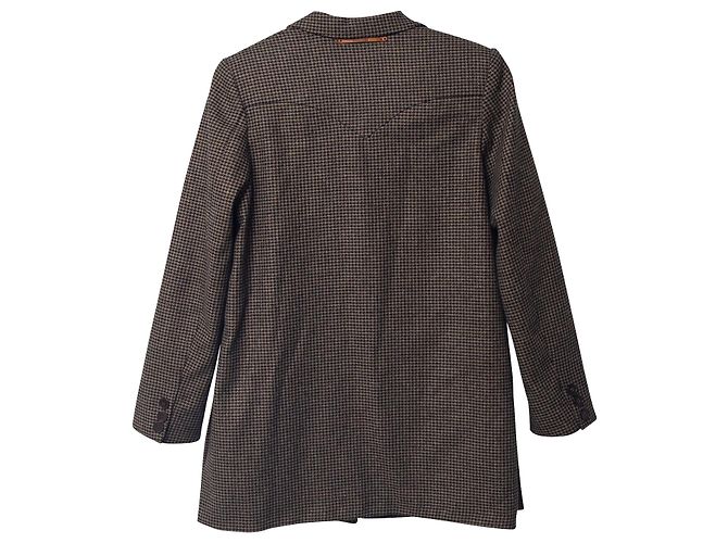Blazer Oversized Nanushka com estampa Houndstooth em poliéster marrom - vista 5